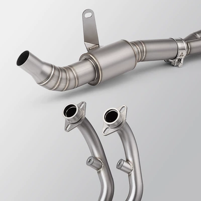 Motorcycle exhaust pipe with Drum Front Section Stainless