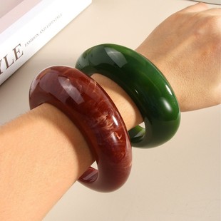 Cross-border Amazon New Irregular Exaggerated Geometric Resin Bracelet Retro Ins Advanced Bracelet for Women
