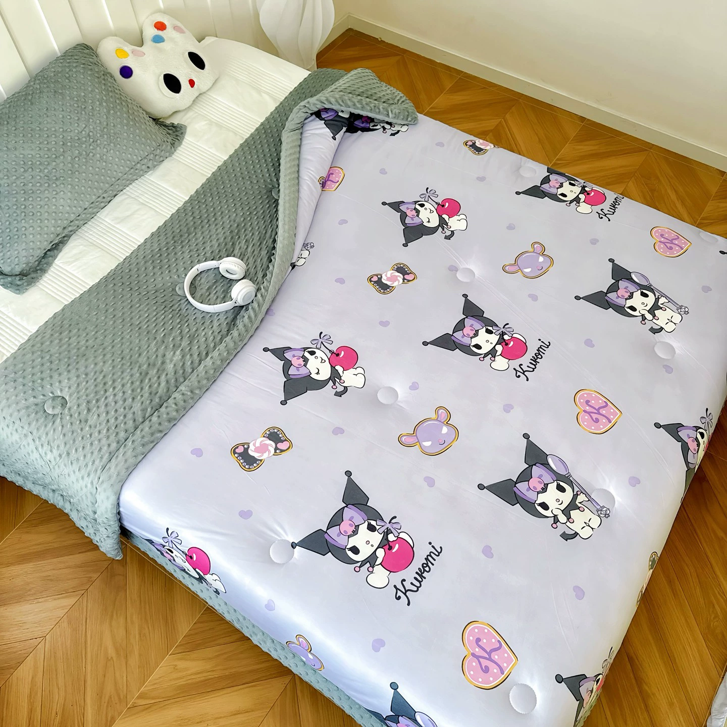 Класс A Sanrio Milk Knit Cotton Doudou покрыт мультперсонажами детей осенью и зимой