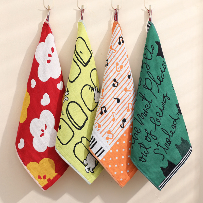 Square cotton gauze jacquard printed towel a generation of hair 2025 children's large square towel absorbent lint wholesale Square cotton gauze jacquard printed towel a generation of hair 2025 children's large square towel absorbent lint wholesale