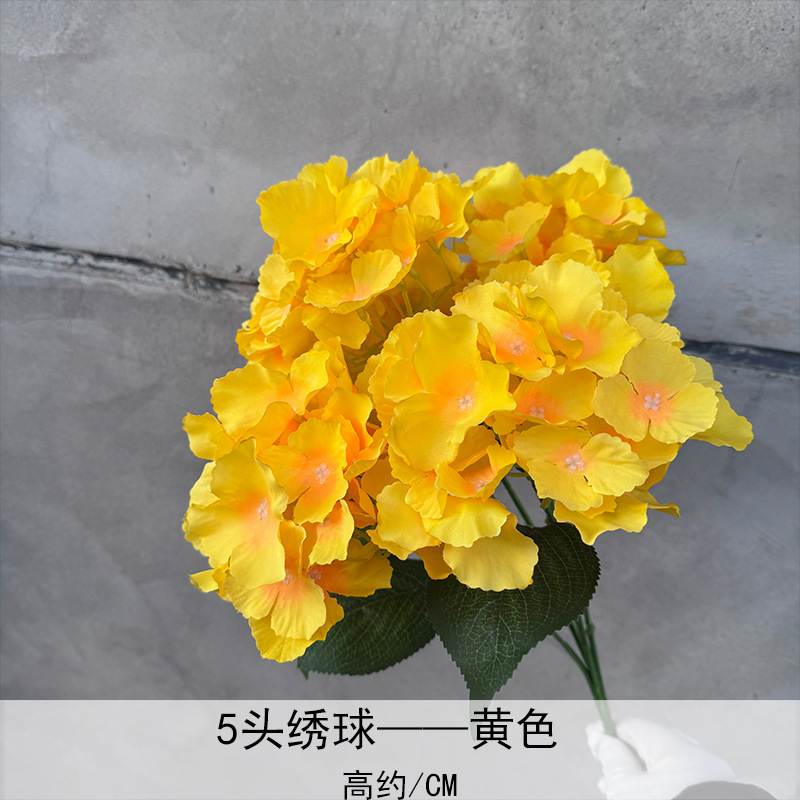 Simulación de racimo de 5 cabezas hortensias flores artificiales boda hotel decoración fondo del hogar