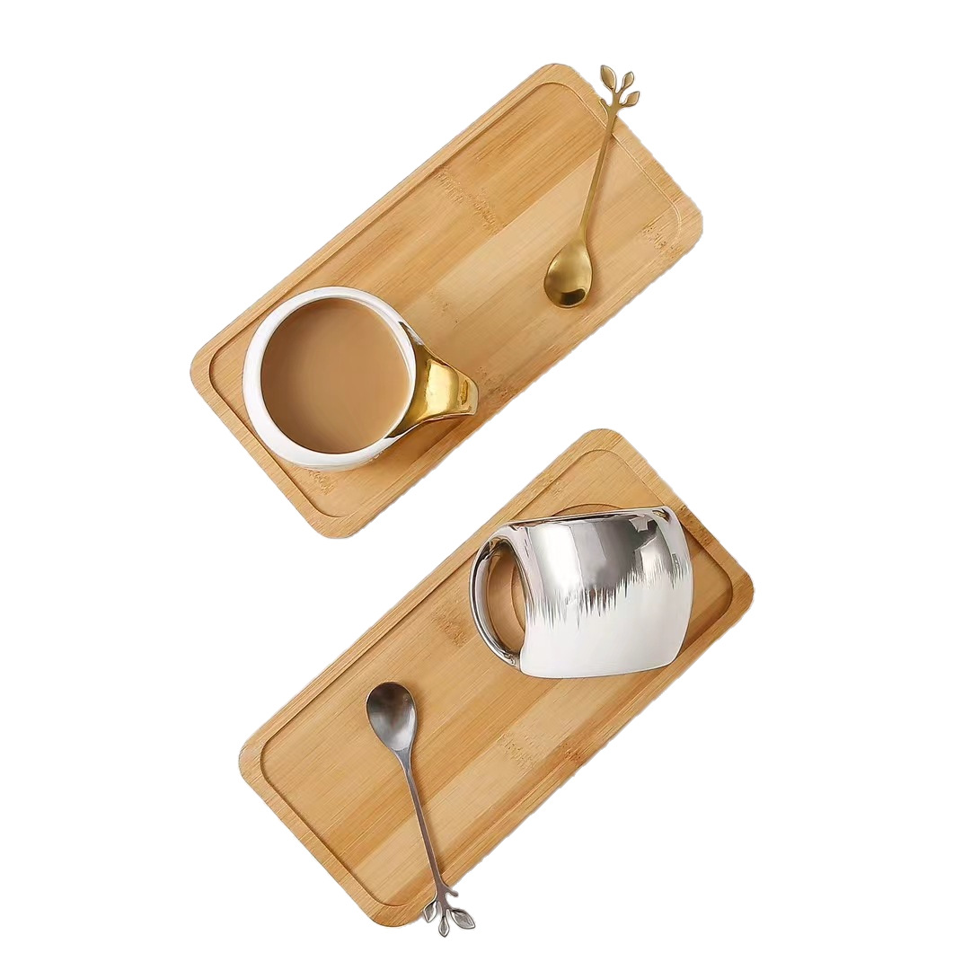 Taza de galvanoplastia creativa de estilo nórdico y platillo combinación taza de agua de cerámica con cuchara de placa de madera tarde té taza de café taza de desayuno simple