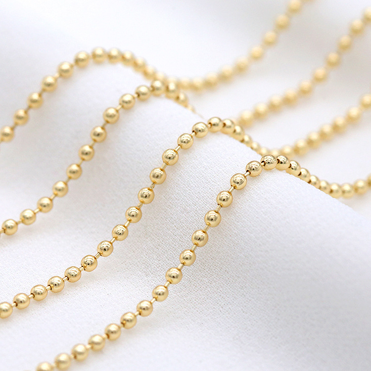 New Han Style 14K Gold-Plated Colorfast 2mm Bead Chain for DIY Bracelet and Necklace Making