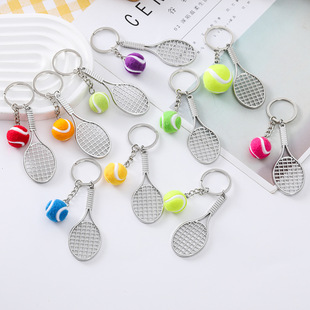 New tennis keychain mini sports equipment sports souvenir alloy pendant badminton racket keychain