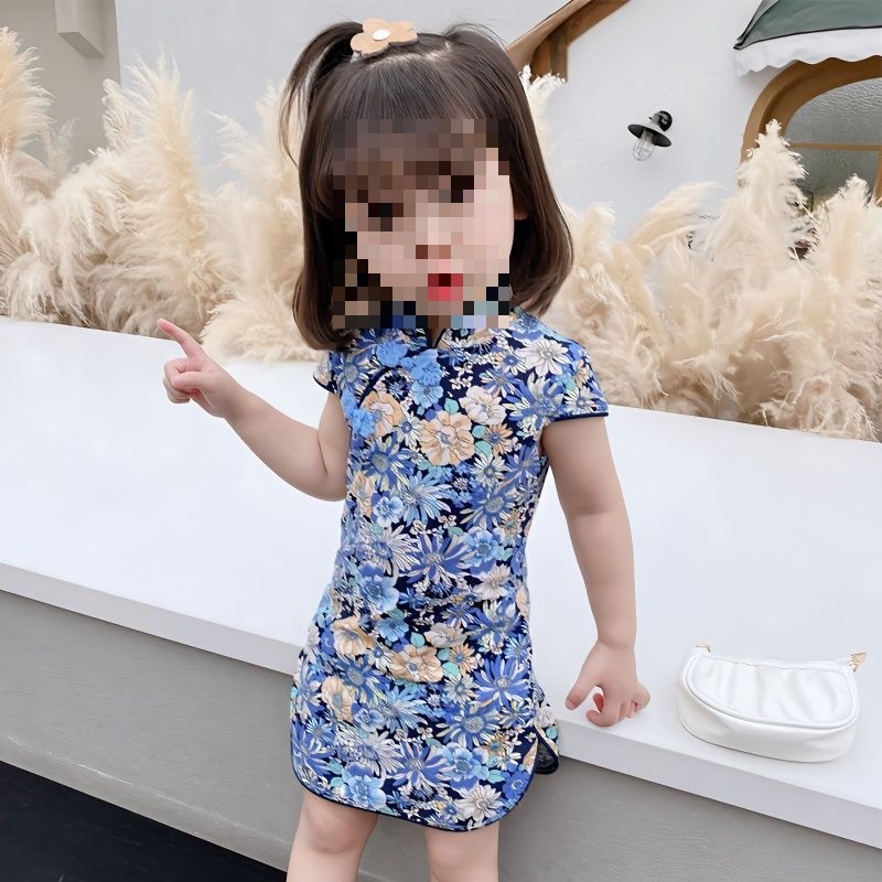 旗袍女童夏季裙子唐装连衣裙中风儿童古装夏款公主裙小女孩裙子