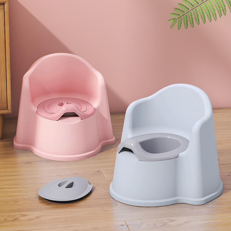Children's Toilet, Household Plastic Easy-To-Clean Potty with Backrest, Baby Height-Increased and Thickened Urinal, Kindergarten Potty