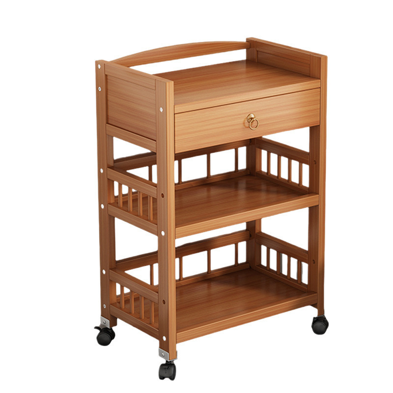 Estante de almacenamiento móvil multicapa de estante de almacenamiento para carro de salón doméstico de madera no sólida fácil de aterrizar estante de almacenamiento