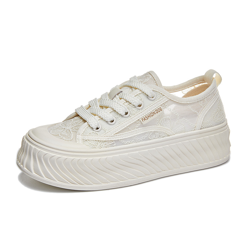 Summer lightweight breathable comfortable white sneakers platform