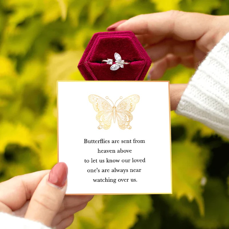 Butterfly Pattern Women's Gender Plating Design 925 Sterling Silver Butterfly Open Rings