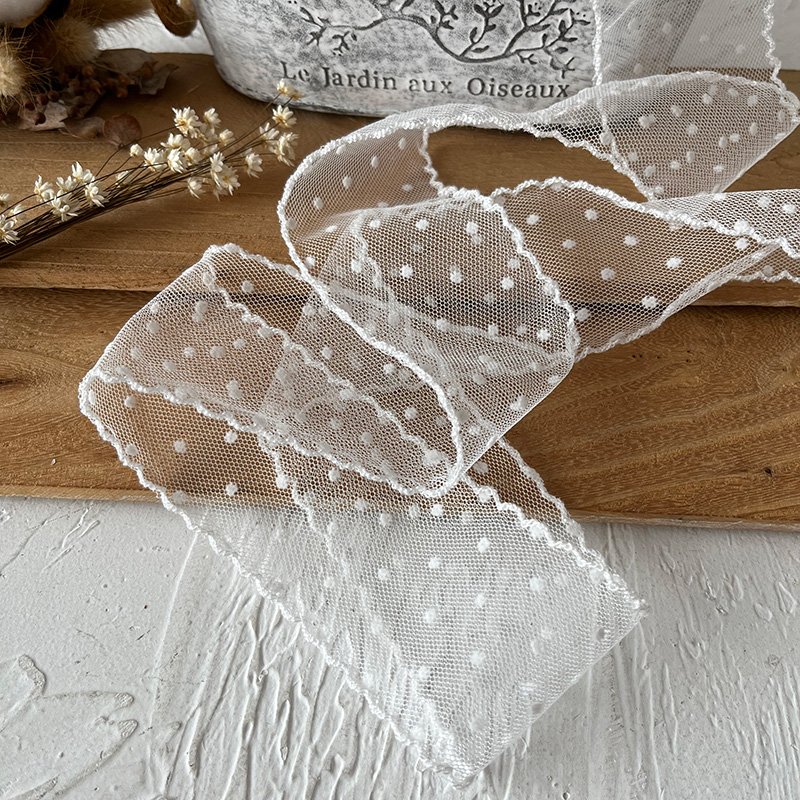 白色波点花边蕾丝辅料丝带布条勾边手工diy材料带服装装饰包边条