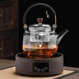 厂家批发蒸煮提梁茶壶茶具套装电陶炉黑茶耐高温玻璃新款四代茶漏