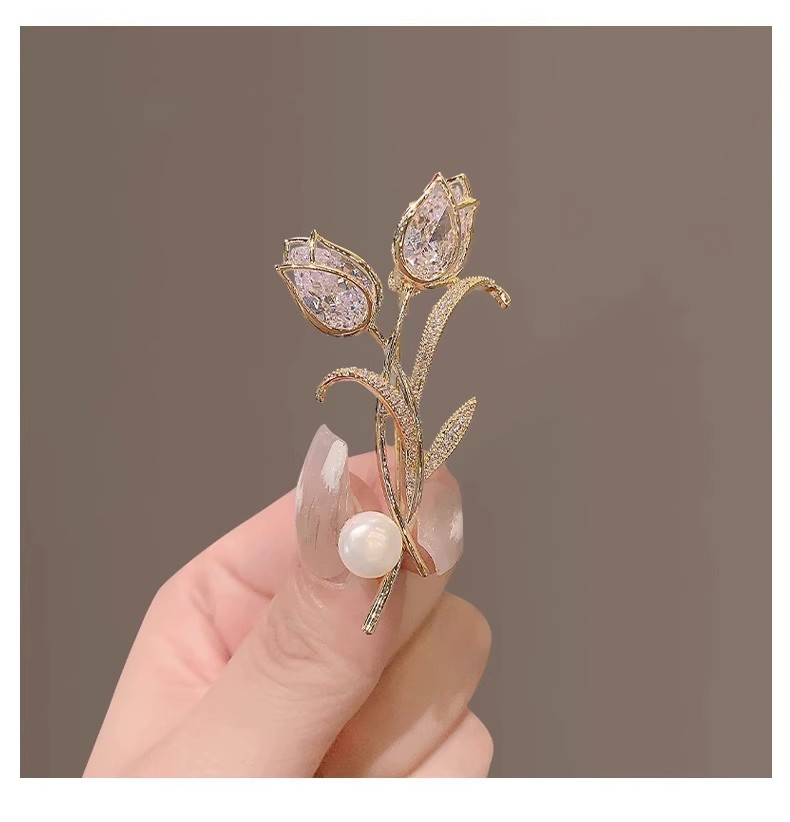 Tulp broche voor dames, elegante parel speld voor pak_voghion.com