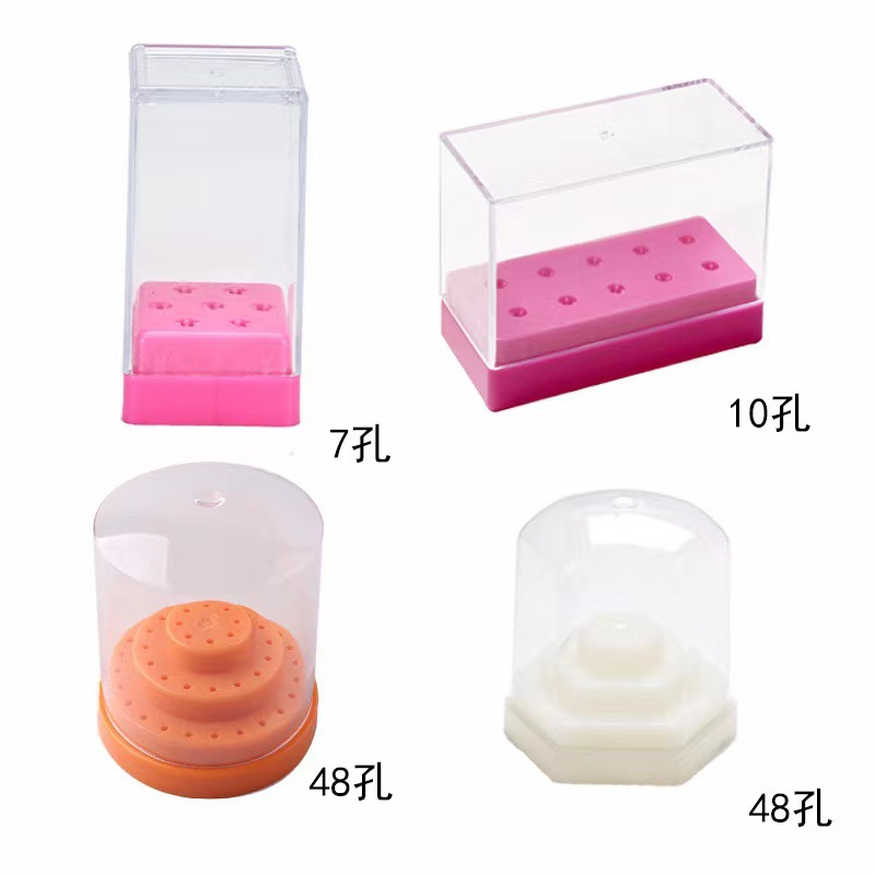 Manicura molienda cabeza caja de almacenamiento manicura molienda cabeza caja de limpieza polvo pantalla caja manicura caja de almacenamiento colección de herramientas