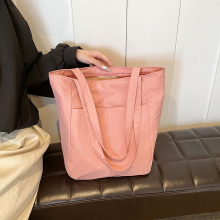 2024夏季新款单肩包包女自制大容量文艺简约水洗布包大学生上课包