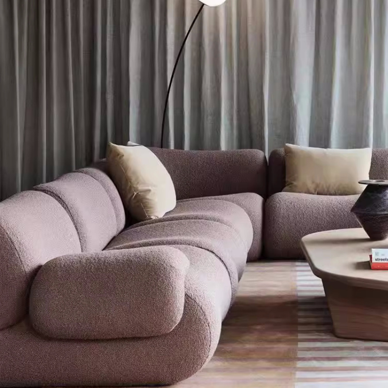 Sofá de compresión al vacío Nordic Wabi-Jifeng Lemmy Ligero Diseño de lujo Módulo de esquina Sofá multijugador Combinación de sala de estar