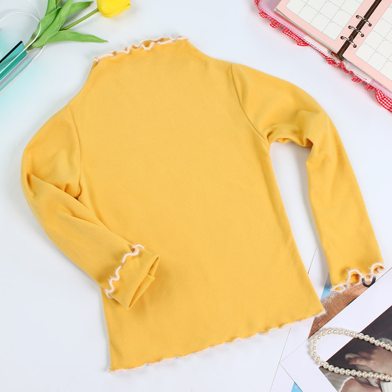 Otoño e invierno de terciopelo camisa de fondo para niños color sólido camisa de manga larga para niñas bebé cálido suéter ropa de otoño camiseta