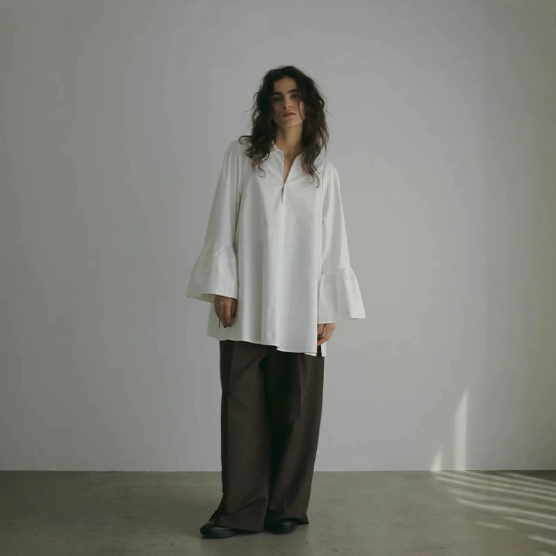 Сухие журавли весенне-летний простой освежающий лацканный воротник с цветочным рукавом рубашка свободная тонкая повседневная