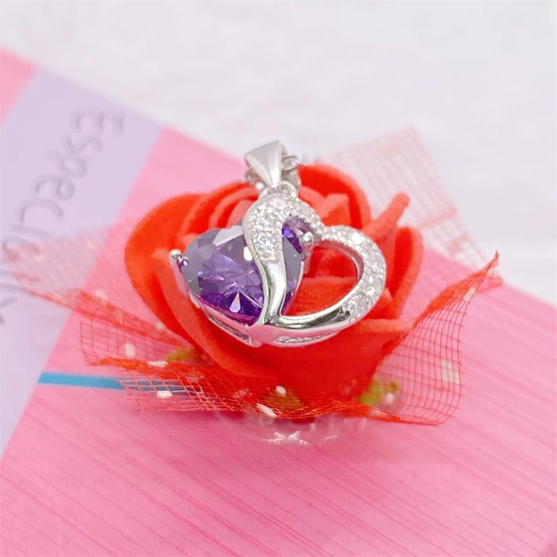Charms, Pendant Necklace Classification 925 Sterling Silver Zircon Inlay Heart Shape Charms Pendant Necklace
