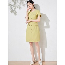 新款韩版设计感小众法式高级感粉色气质名媛小香风连衣裙子女夏装