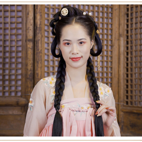 Ancient costume double braid wig ponytail photography double braided ponytail