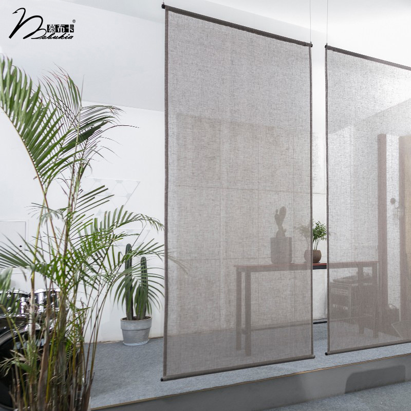 Large Lacquer Hanging Screen Hanging Sunshade Decorative Linen Partition Curtain Hanging Curtain Screen Zen Entrance Curtain Door Curtain