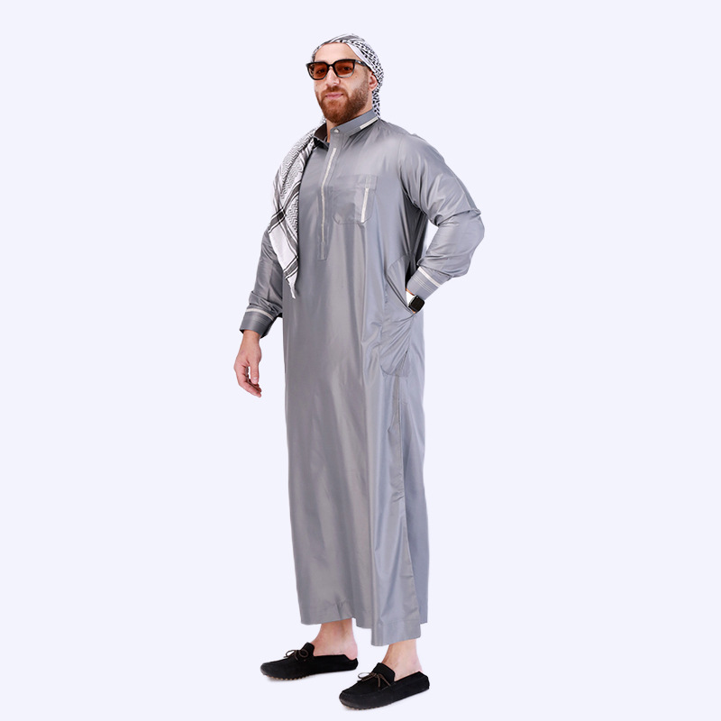 Men's moslem New style long sleeve Arabic robe men's robe wholesale wholesale Muslim men's ethnic long dress_voghion.com