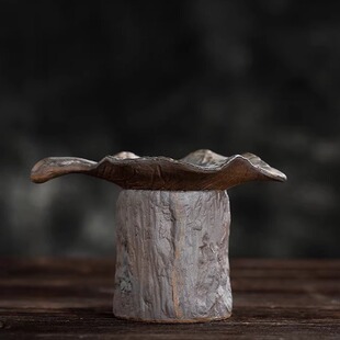 Tree Stump Leaf Filter Coarse Pottery Old Rock Clay Iron Glaze Accessories Tea Set Tea Strainer to Remove Tea Dregs Tea Filter Light Luxury Style