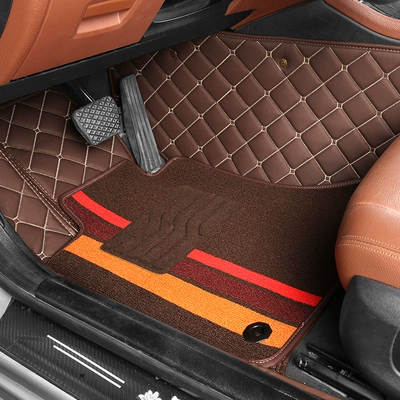 Fully Surrounded Car Mats, Modelə uyğun ayaqaltı - coffee-color-brown-color-strip-wear-resistant-king