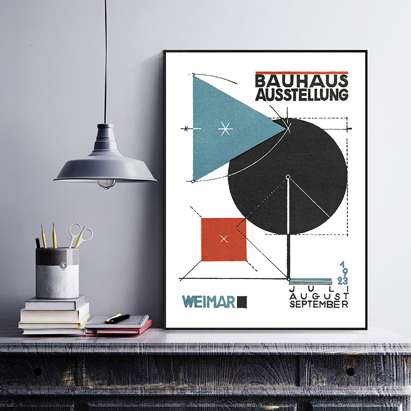 Bauhaus Poster Hanging Painting Bauhaus Living Room Decorative Painting Clothing Coffee Shop Restaurant Geometric Pattern Floor Painting