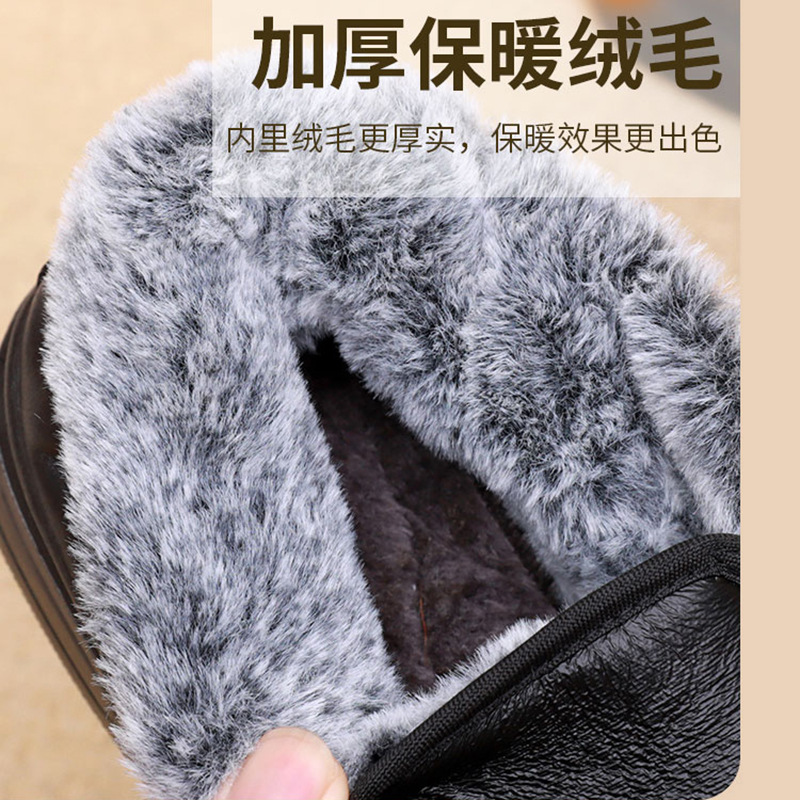 Invierno viejo Beijing zapatos de algodón para hombres impermeables antideslizantes de mediana edad y ancianos zapatos de papá forrados de lana caliente casual botas de algodón para hombres viejos