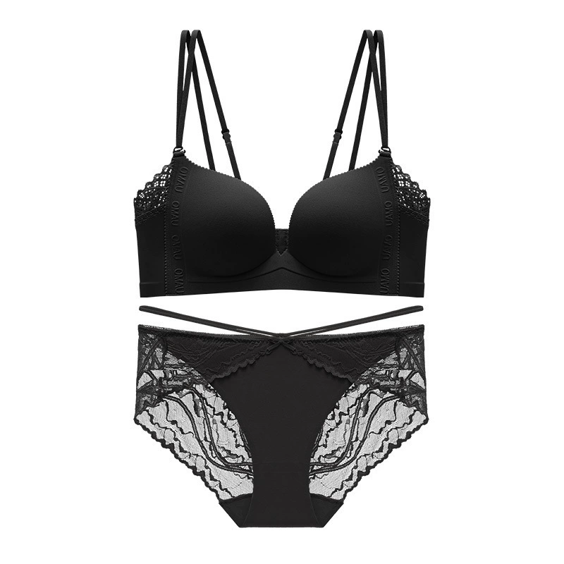 Glossy underwear, supporting set, sexy wireless bra