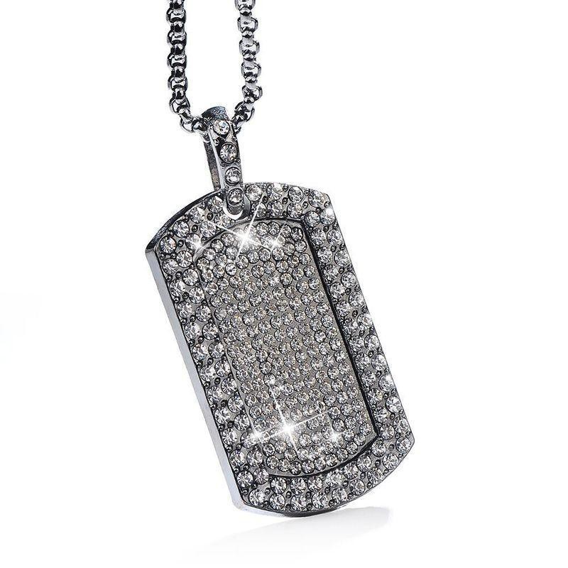 Unisex Gender Hip-Hop Vintage Style Geometric 304 Stainless Steel Alloy Plating Artificial Gemstones Unisex Pendant Necklace Men Pendant Necklaces