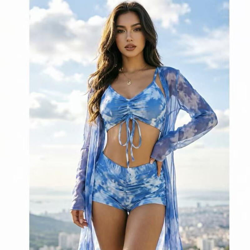 European and American Amazon Hot-Selling Split Cover-Up Printed Bikini Three-Piece Set Cross-Border Swimwear European and American Amazon Hot-Selling Split Cover-Up Printed Bikini Three-Piece Set Cross-Border Swimwear