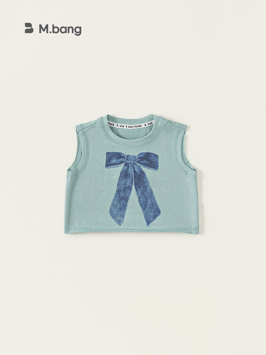 Youbao ropa para niños tops de verano para niñas moda para niños cuello redondo con estampado de lazo en el interior chaleco para niñas