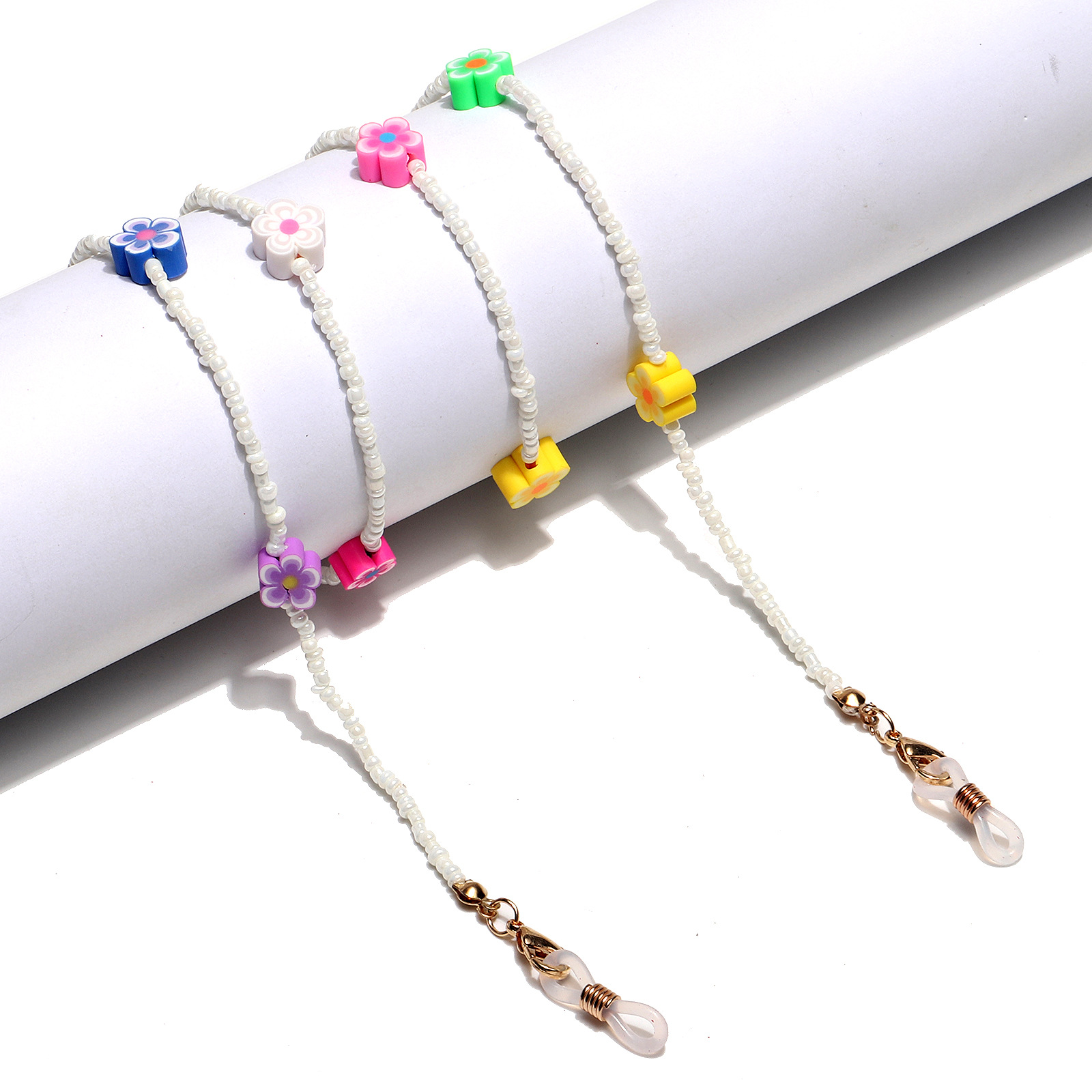Fashion Soft Ceramic Flower Multicolor Rice Bead Glasses Chain display picture 11