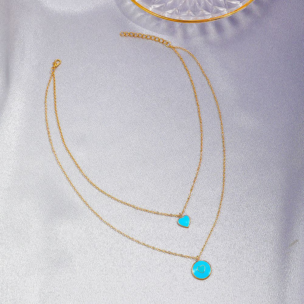 Nouveau Collier Pendentif Coeur Nectarine Multicolore Multicouche En Gros Nihaojewelry display picture 4