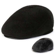中老年仿貂毛帽子男2025秋冬季男士休闲鸭舌帽保暖爷爷前进帽棉帽