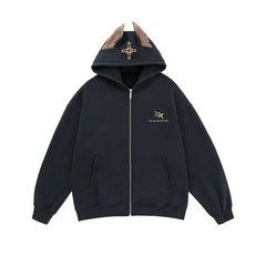 BJHG杜宾アメリカ式カーディガンとベルベットの厚いフード付きコート男女秋冬の新しいゆるいカップルジャケット