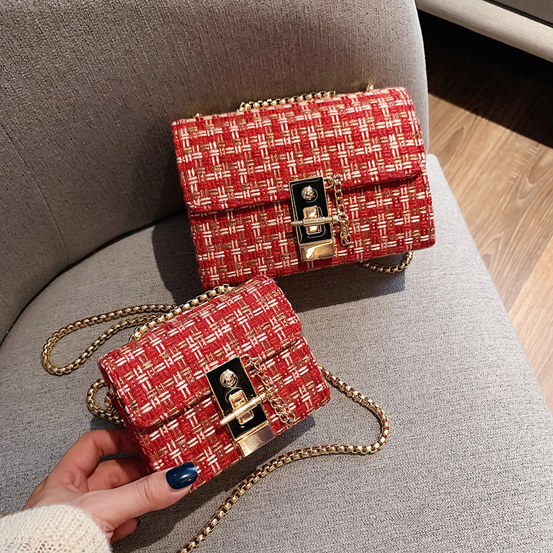 Street 2023 Nuova borsa a tracolla Borsa a catena in lana moda Borsa da donna Piccola borsa a tracolla rossa in rete fresca_voghion.com