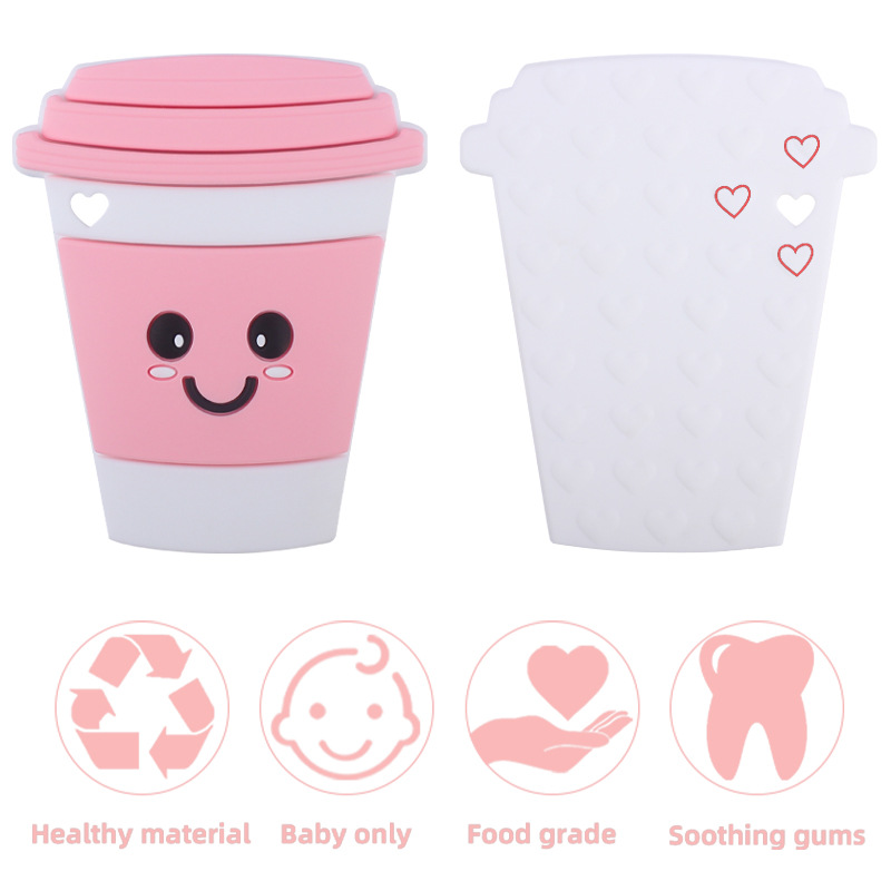 Suministros para bebés de dibujos animados taza de silicona teether creativo bebé silicona mordedura pegamento molar juguete teether nuevo