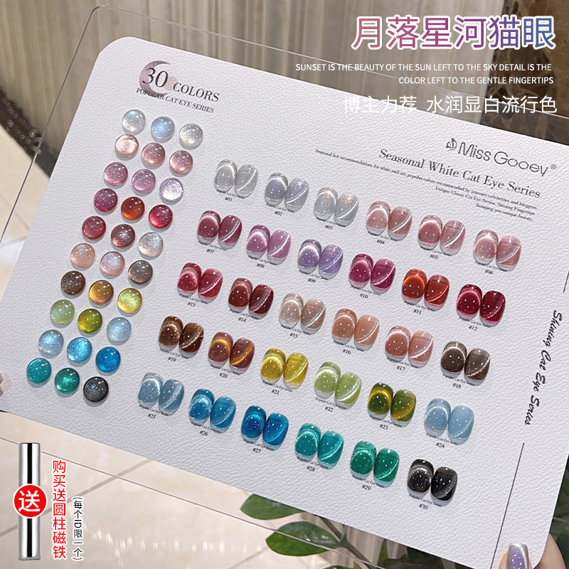 Moon Falling Star River Crystal Cat's Eye Nail Polish Glue 2025 New Fashion White 30 Color suit Nail Art Shop Special Moon Falling Star River Crystal Cat's Eye Nail Polish Glue 2025 New Fashion White 30 Color suit Nail Art Shop Special
