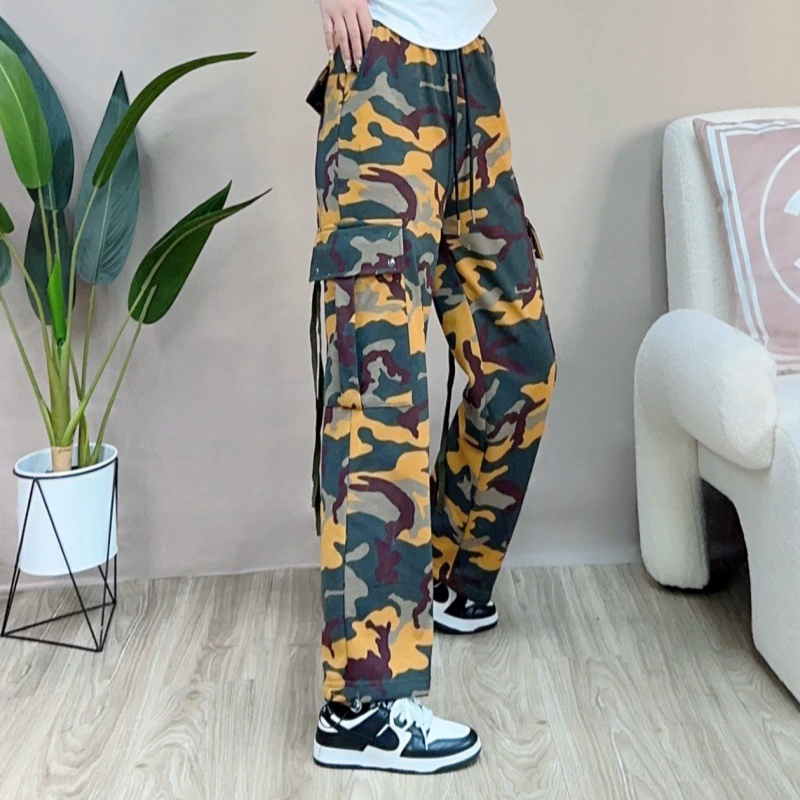 Камуфляжный спортивный костюм на ремешке Женская осень и зима 2023 новый хип-хоп танец жареные уличные уменьшающие возраст модные камуфляжные брюки