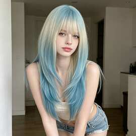 亚马逊跨境热销Long Wig哑光丝玫瑰网头套Women Fashion现货批发