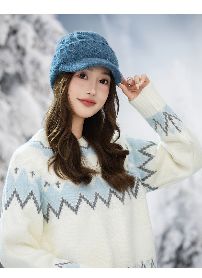 Warm Men's Sequin Duckbill Cap With Ear Protection For Winter_voghion.com