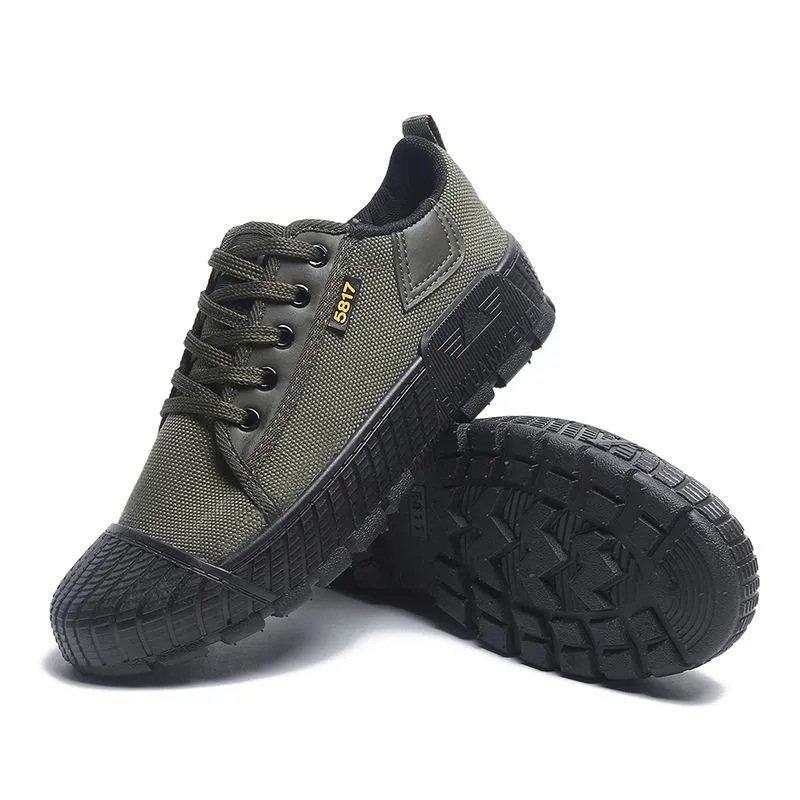 Zapatos de verano para hombres zapatos de entrenamiento militar resistentes al desgaste zapatos de goma zapatos de construcción zapatos de trabajo de campo de mujer lienzo de moda