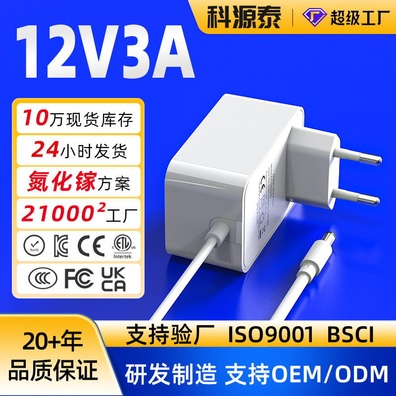 12V3A Adapter Eu Ce Certified Small Home Appliance Audio Outdoor Speaker Plug European Standard 36W High-Power Power Supply