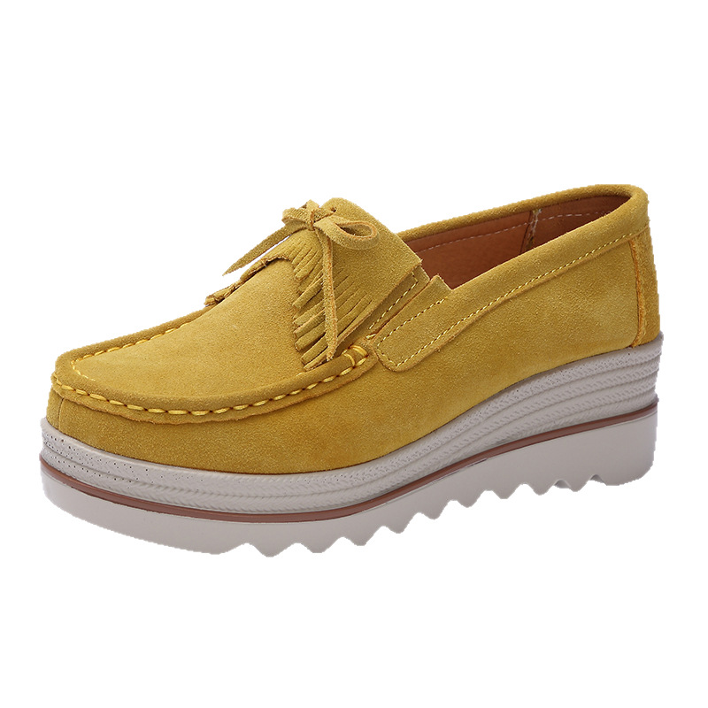 Zapatos de plataforma nuevos de primavera 2018 para mujer, zapatos sin cordones con suela gruesa, zapatos casuales de cuero suave para mamá, zapatos de talla grande