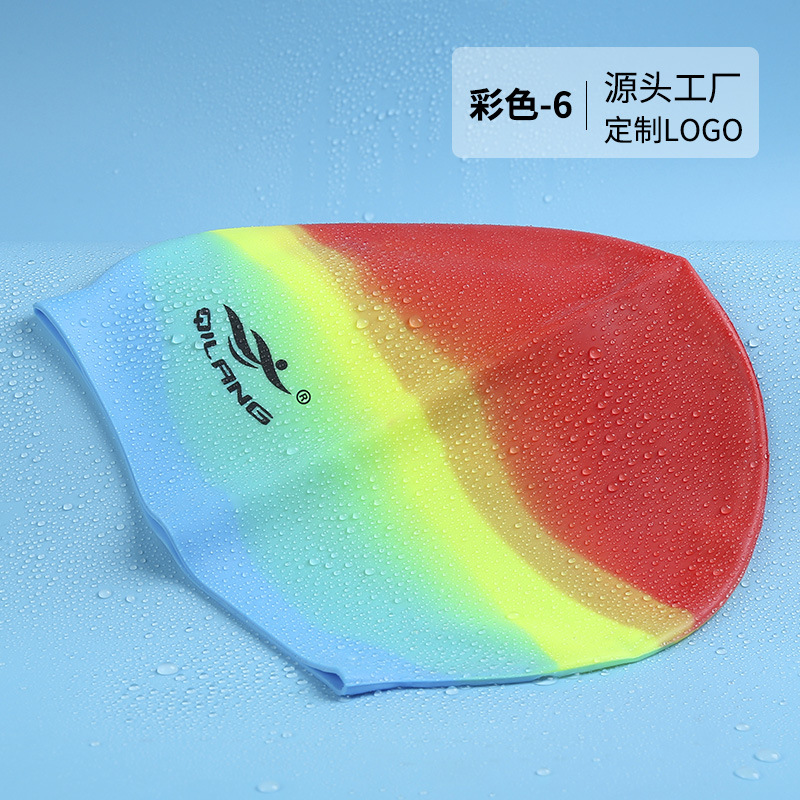 Gorro de baño de silicona personalizado ligero Gorro de baño impermeable más texto LOGOTIPO Gorro de baño de color para hombres y mujeres para adultos al por mayor