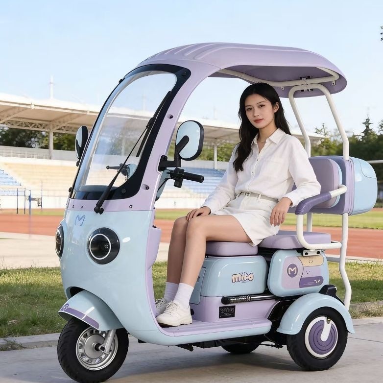 Triciclo Eléctrico Pequeño de Movilidad con Capacidad de Carga 200kg para Uso Doméstico