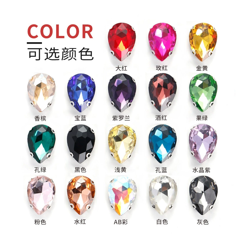 hand sewing claw drill DIY crystal glass water drop white K wedding shoes accessories sewing clothes rhinestone jewelry materials